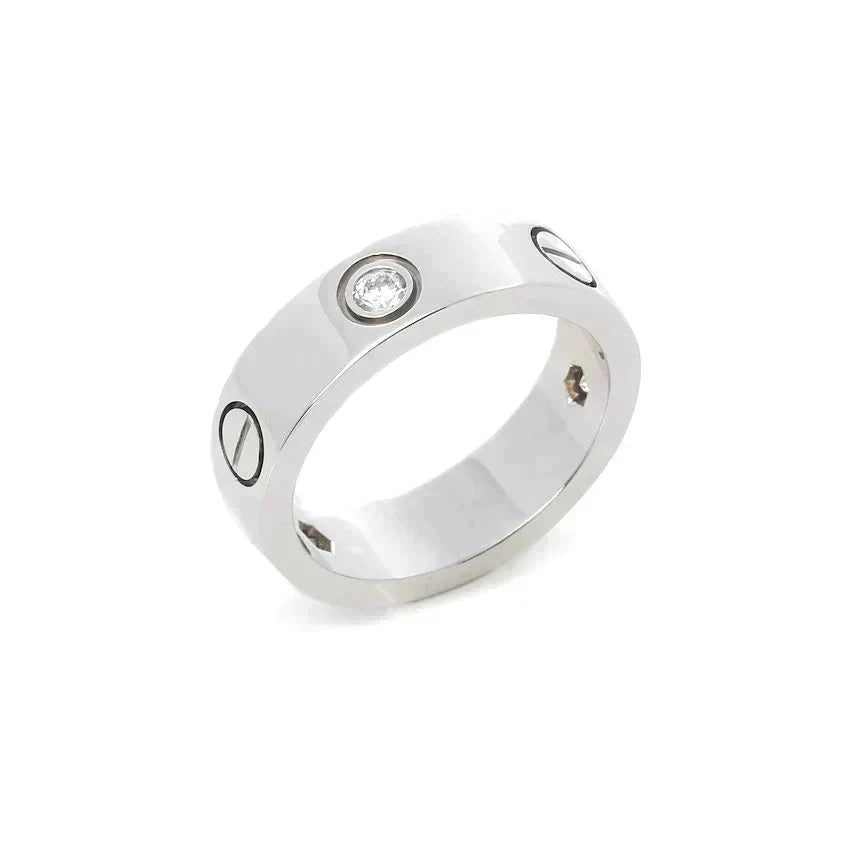 [⭐Corinne]LOVE RING 5.5MM 3 DIAMONDS SILVER