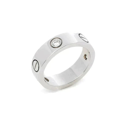 [⭐Corinne]LOVE RING 5.5MM 3 DIAMONDS SILVER