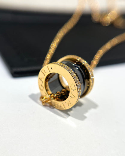 [⭐Corinne]ZERO 1 BLACK CERAMIC DIAMOND PINK GOLD NECKLACE