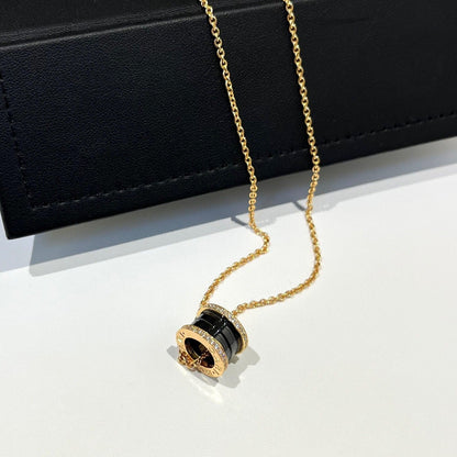 [⭐Corinne]ZERO 1 BLACK CERAMIC DIAMOND PINK GOLD NECKLACE